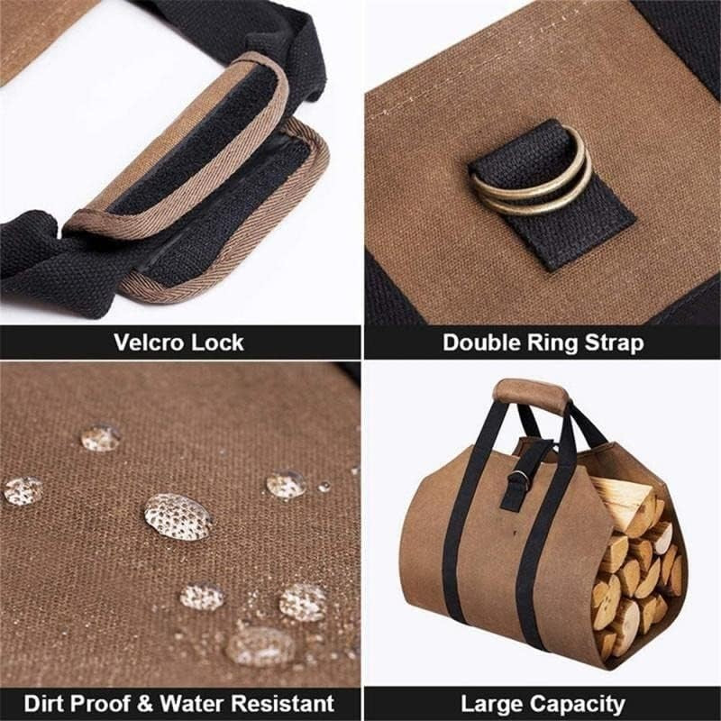 Firewood Log Carrier Bag - Large Durable Canvas Wood Basket for Easy Carry