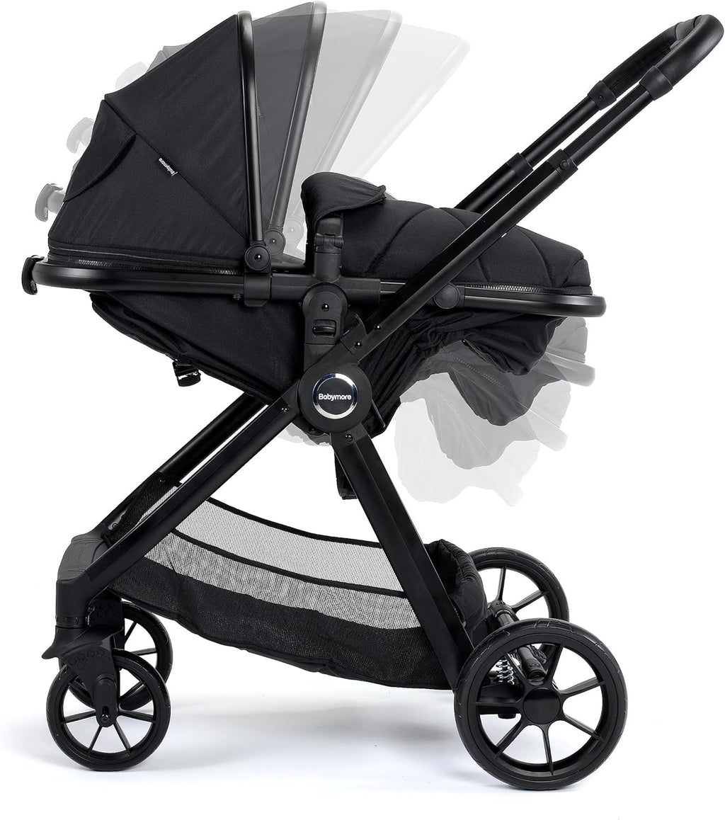 Black 3 in 1 Baby Travel System Pram Pushchair i-Size Car Seat