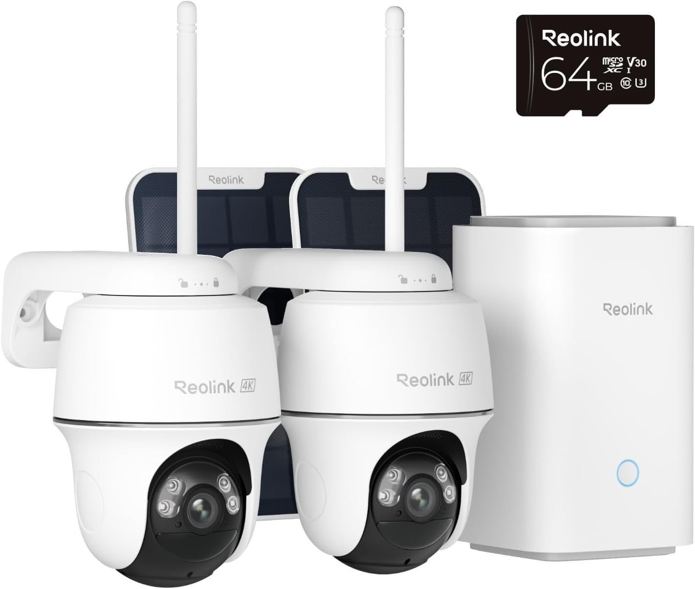 4K Wireless Security Camera System Solar PTZ Home Hub 64GB Kit