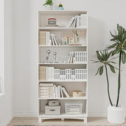 Modern 6-Tier Tall Wooden Bookcase Storage Unit – White Shelf Organiser