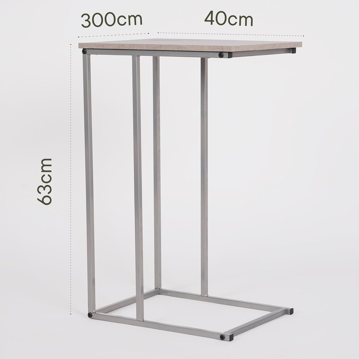 C-Shaped Grey Marble Side Table – Space-Saving Sofa End Table with Storage