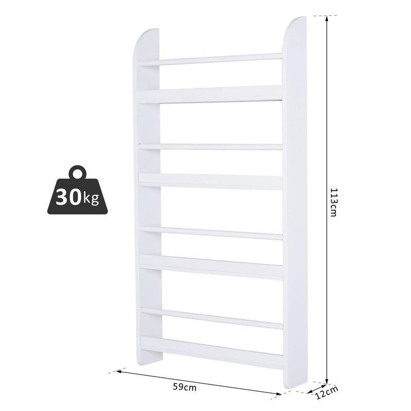 4-Tier Wall Mounted Magazine Rack Book Shelf Storage Unit – White MDF Pine