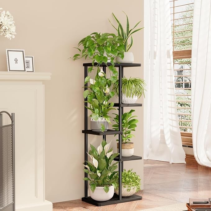 Bamworld 5 Tier Plant Stands Indoor, Corner Shelf Tall Plant Stand for Multiple