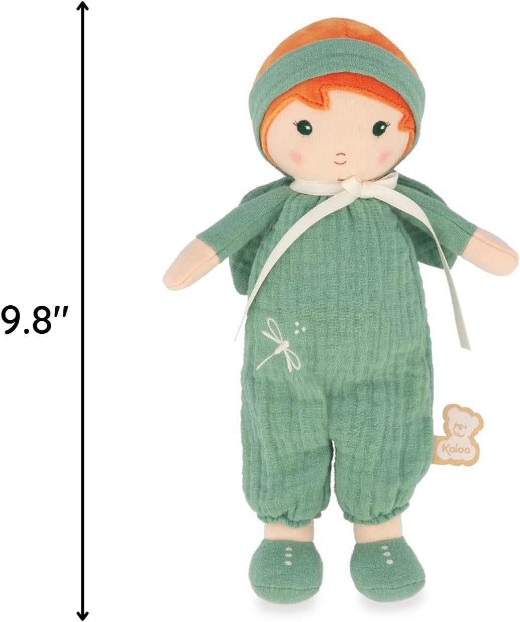 25cm Soft Fabric Rag Doll Muslin Dungarees Personalised Ribbon Newborn Gift
