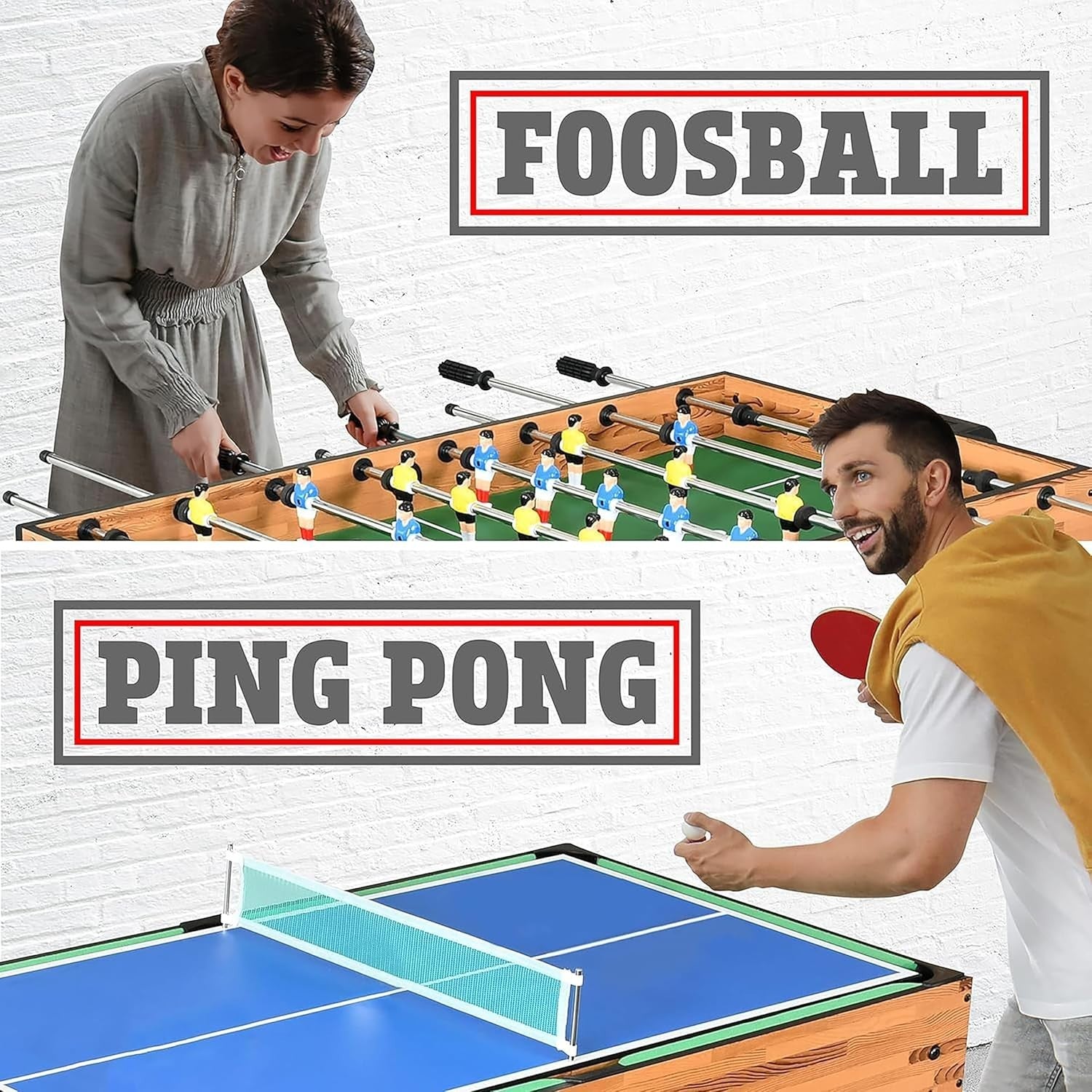 4-in-1 Multi Game Table Air Hockey Pool Foosball Ping Pong