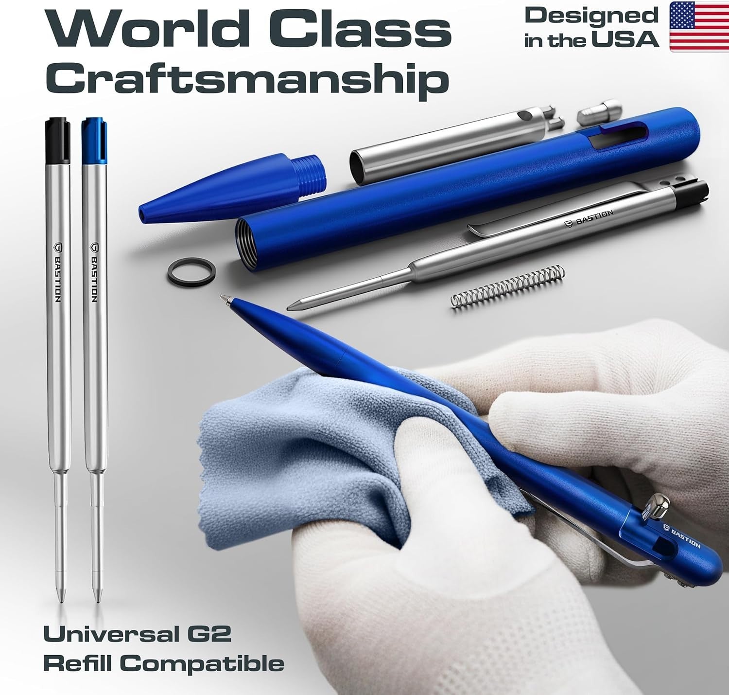 Luxury Slim Blue Ballpoint Pen – Aluminium, Bolt Action, Gift Ready