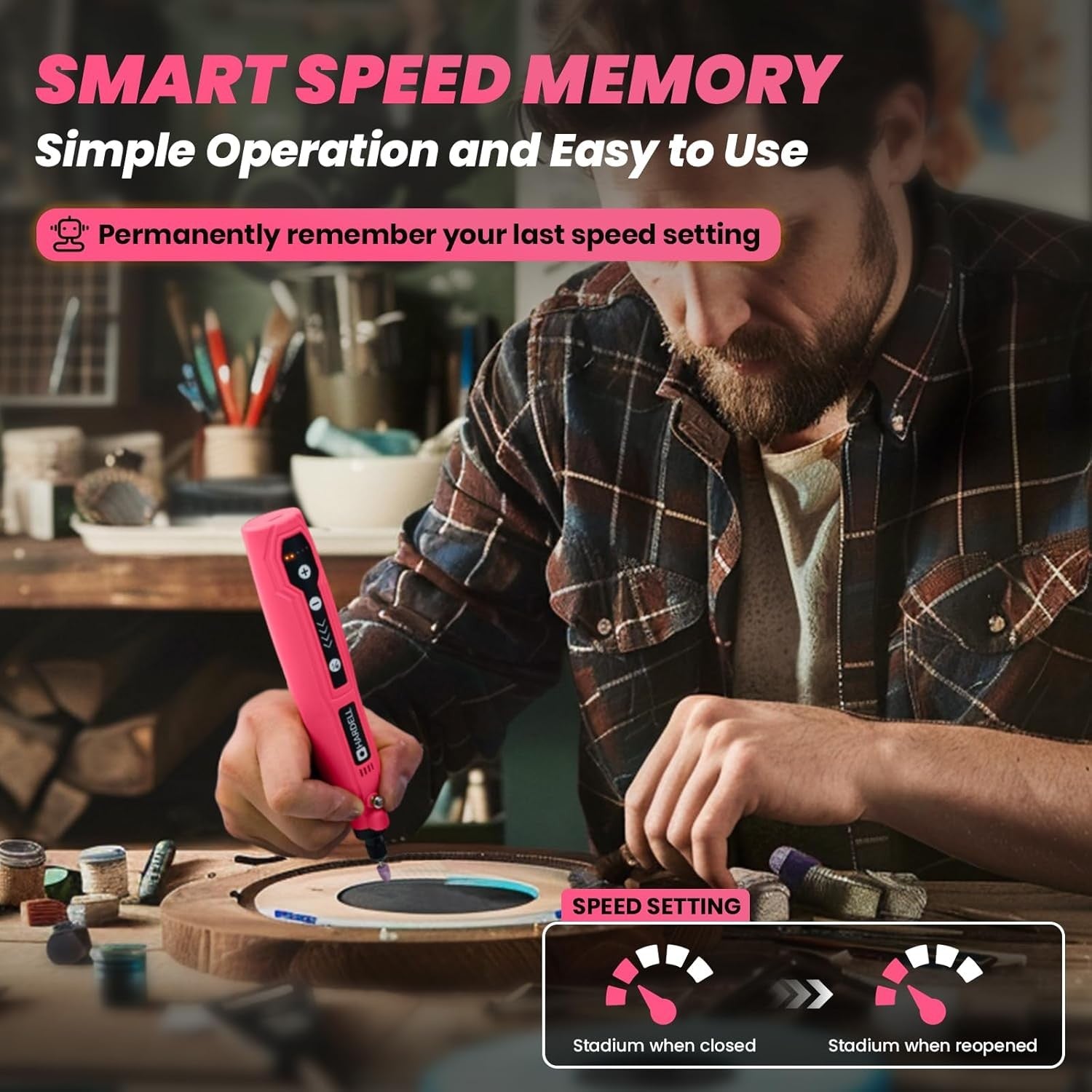 Mini Cordless Rotary Tool Kit Engraving Pen 5 Speed USB DIY Craft Set