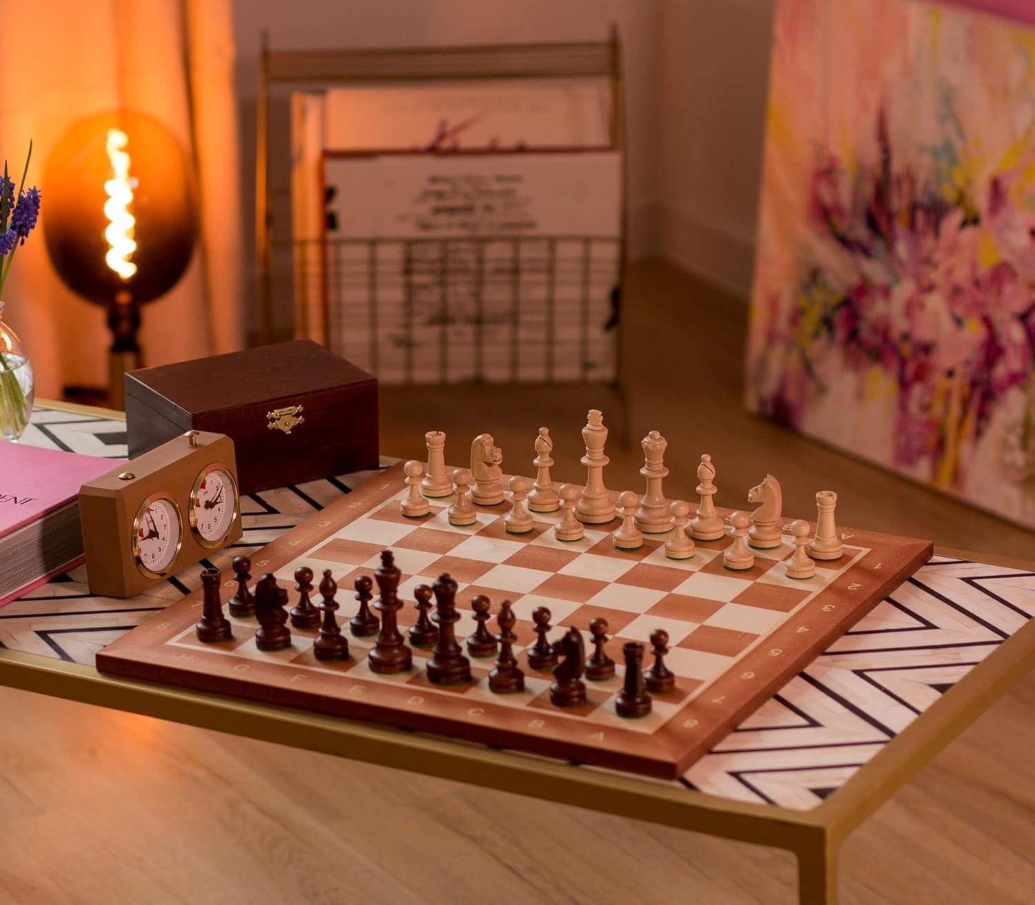 44cm Professional Wooden Chess Board Inlaid Mahogany Sycamore