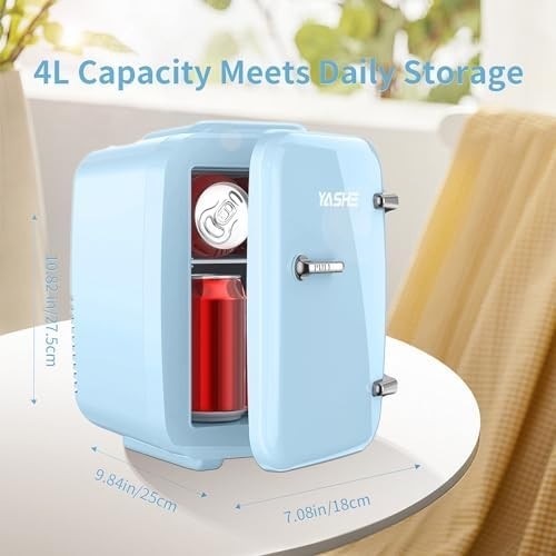 Portable Mini Fridge 4L 6 Can Cooler Warmer AC DC Silent Bedroom Car