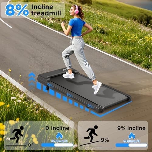 Portable 3-in-1 Walking Treadmill 5% Incline LED Display Home Office Gym