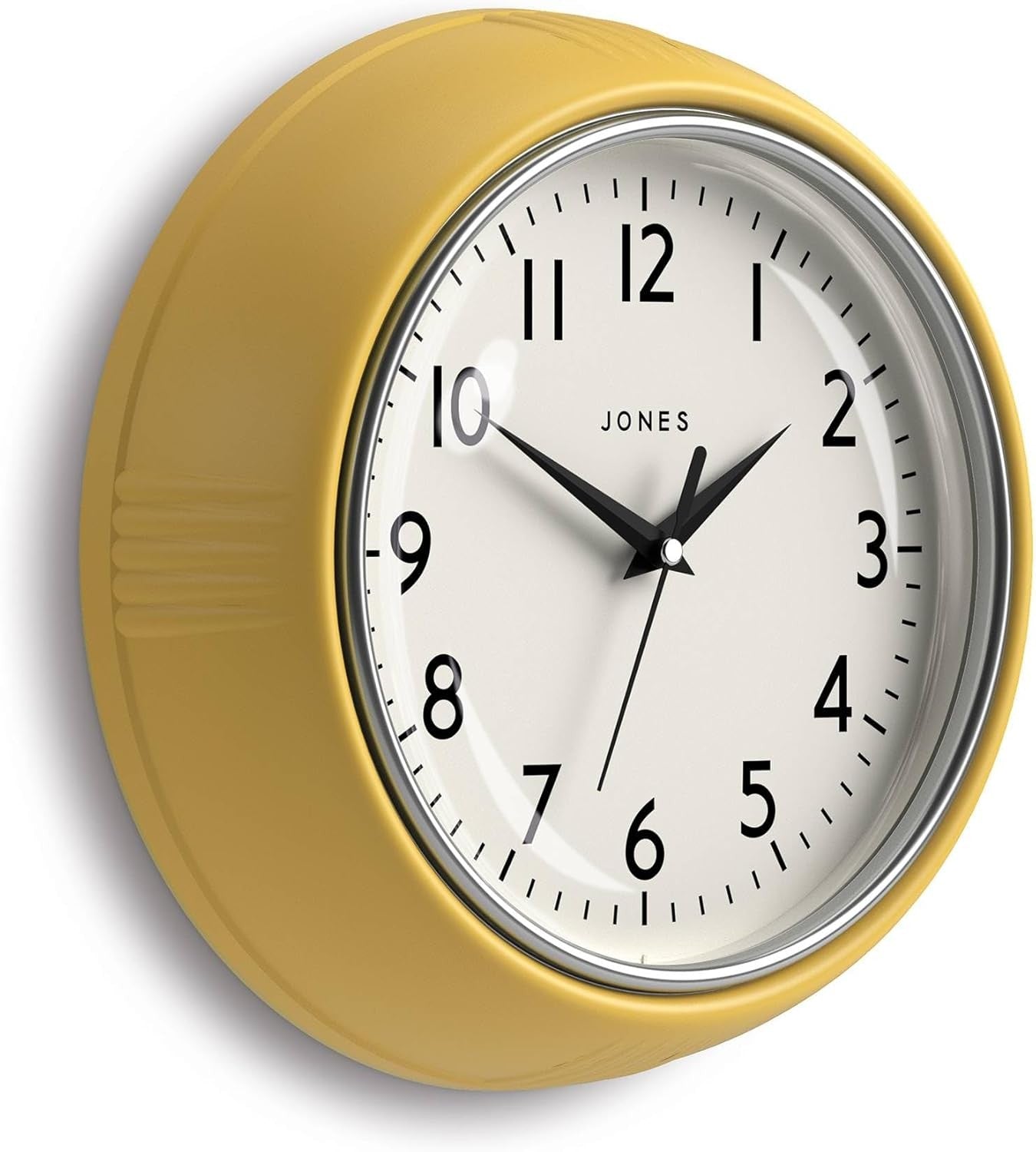 25cm Yellow Retro Wall Clock Silent Quartz | Easy Read Modern Kitchen Home Decor