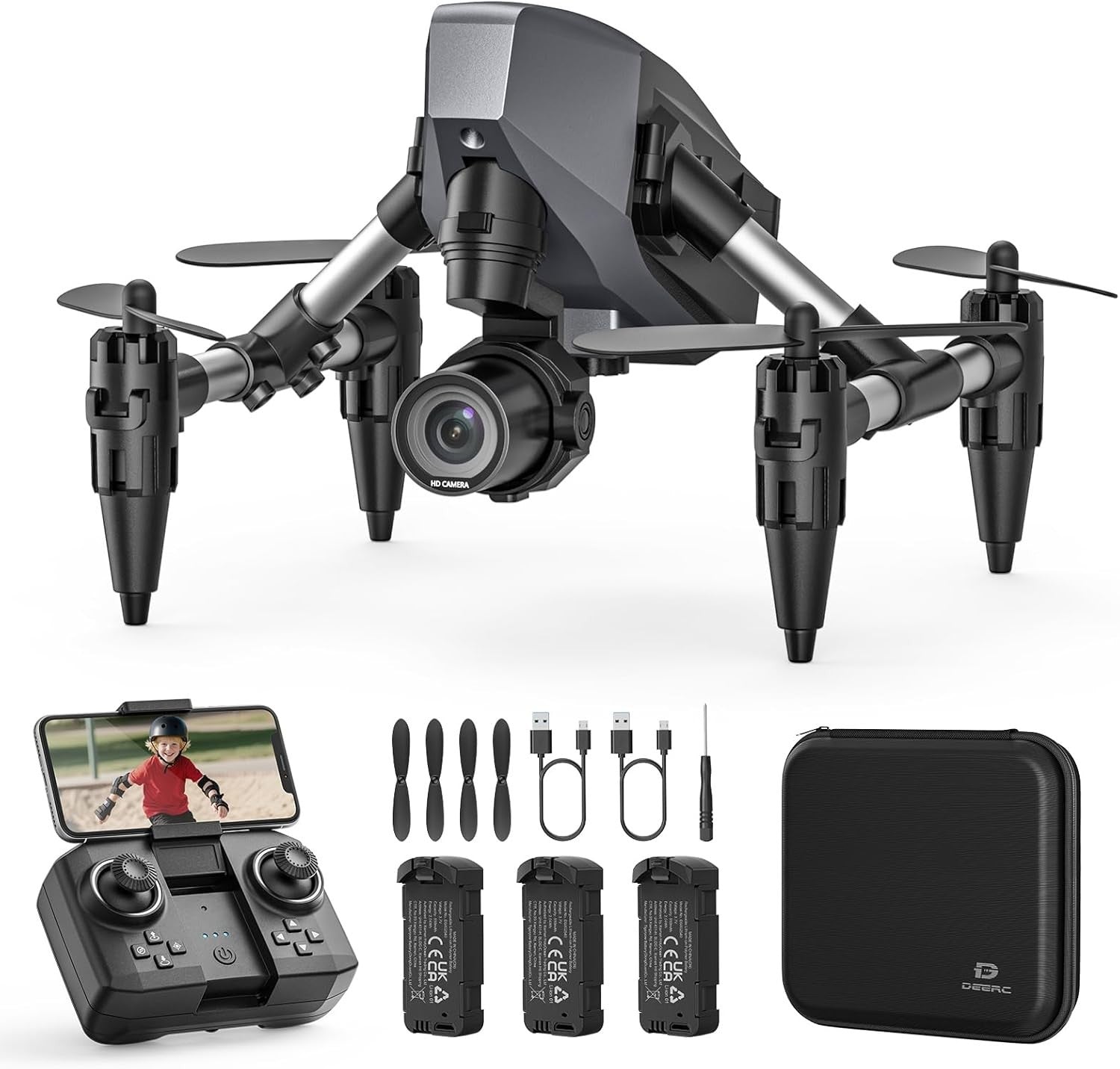 Mini 1080P HD Camera Drone with 3 Batteries, Optical Flow & 3D Flip