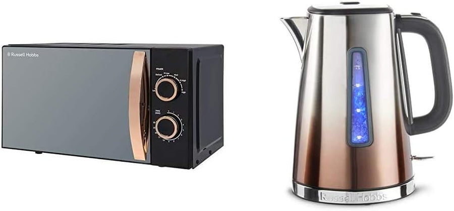 17L 700W Microwave & 1.7L 3000W Kettle Rose Gold Set