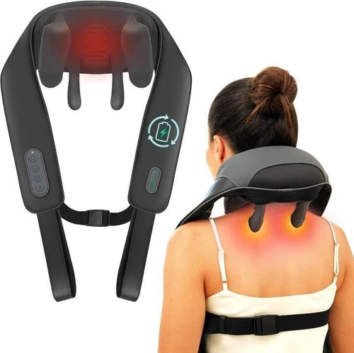 Neck Massager Shiatsu Deep Tissue Kneading Cordless Heated Shoulder Wrap
