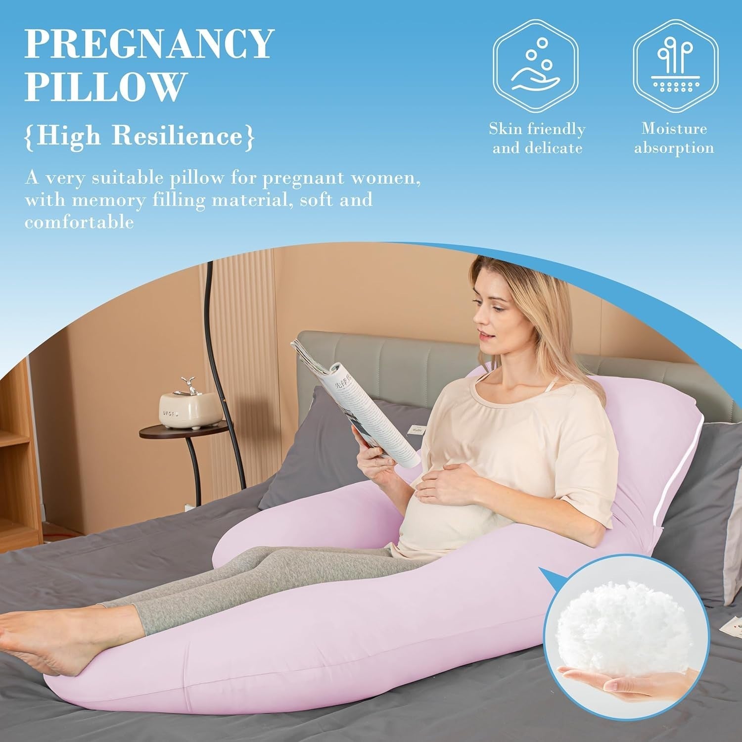 Pregnancy U Shape Body Pillow 57” Full Body Maternity Support Cooling