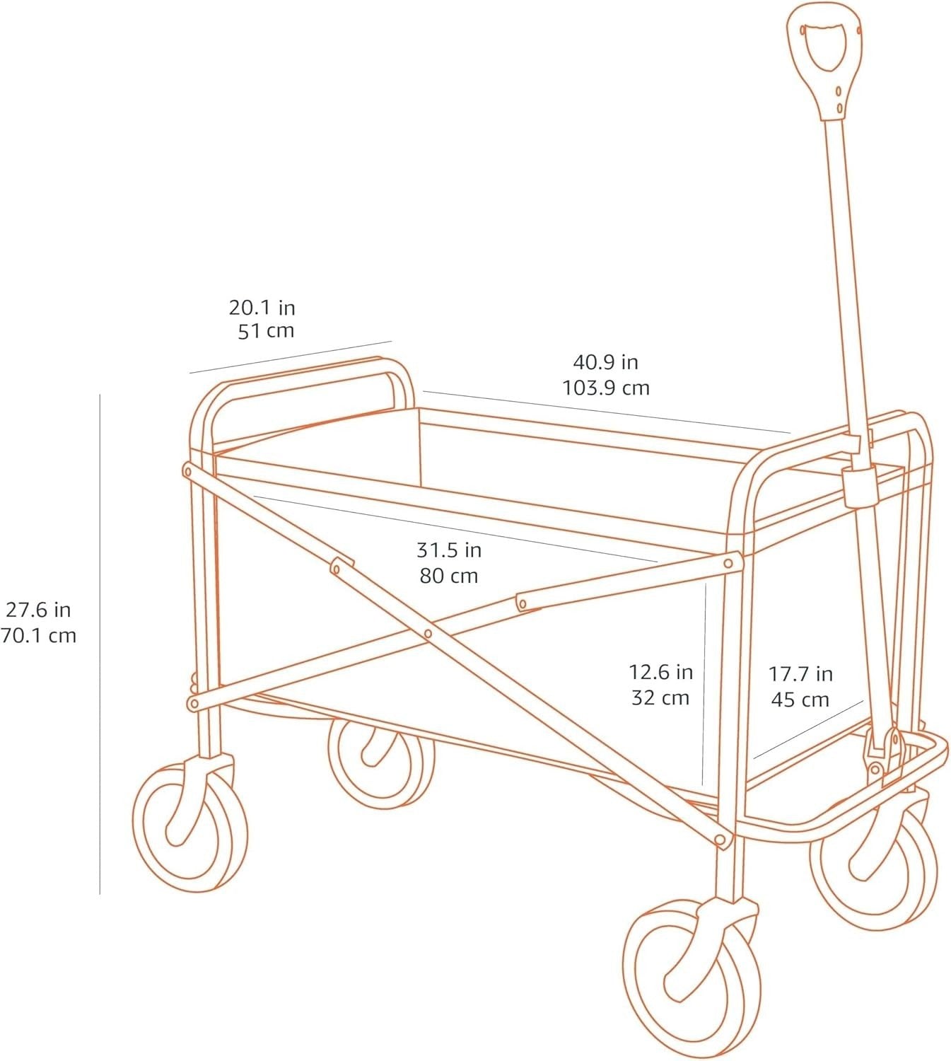 Collapsible Garden Wagon Foldable Utility Cart Adjustable Height 120kg