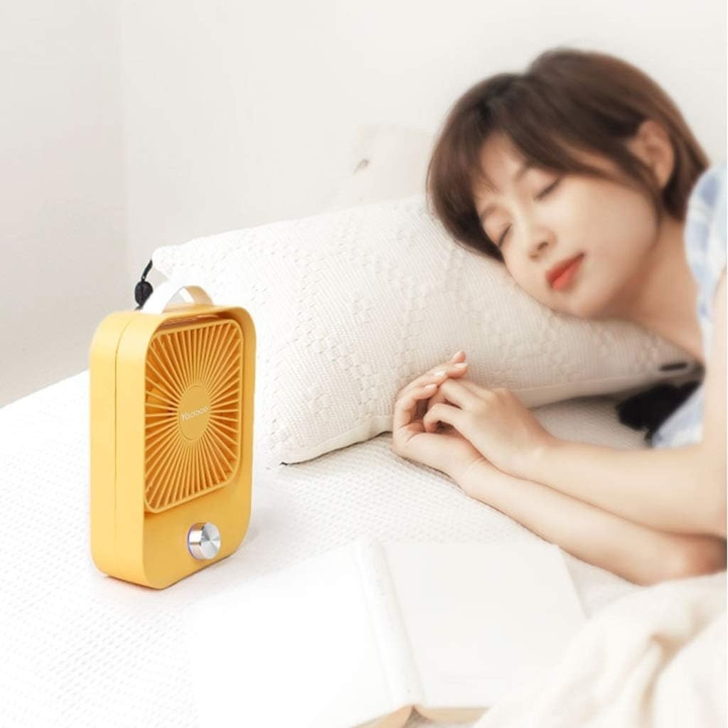 USB Handheld Desk Fan 60° Rotating Silent Mini Portable Fan Rechargeable Yellow