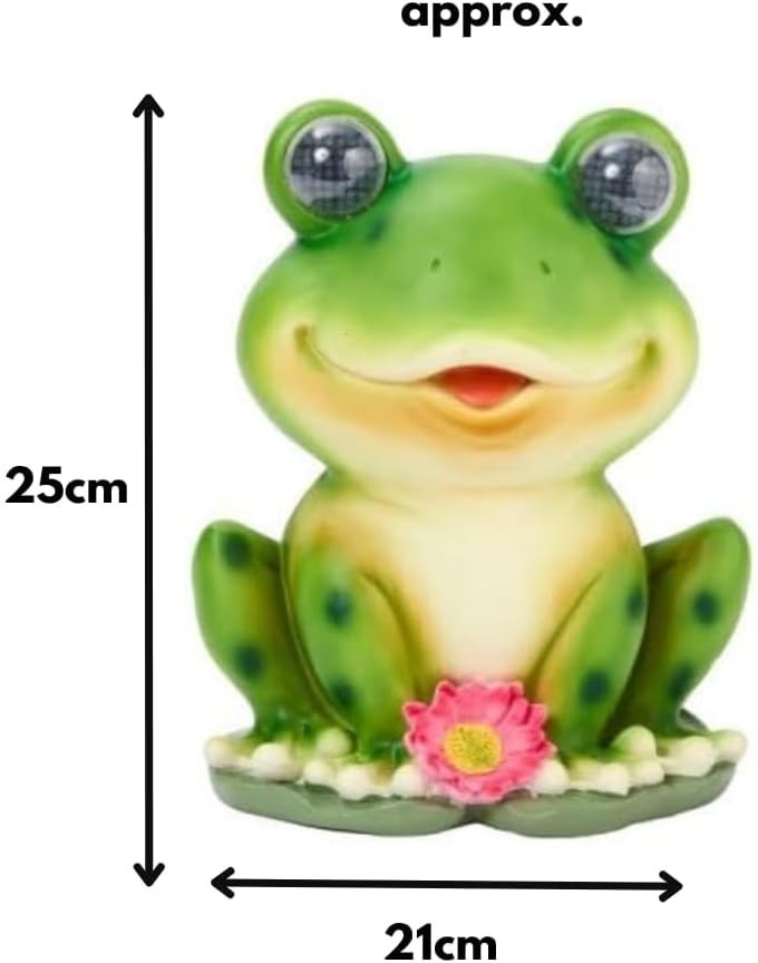 Large Solar Frog Garden Ornament • LED Blinking Eyes • Outdoor Patio Decor