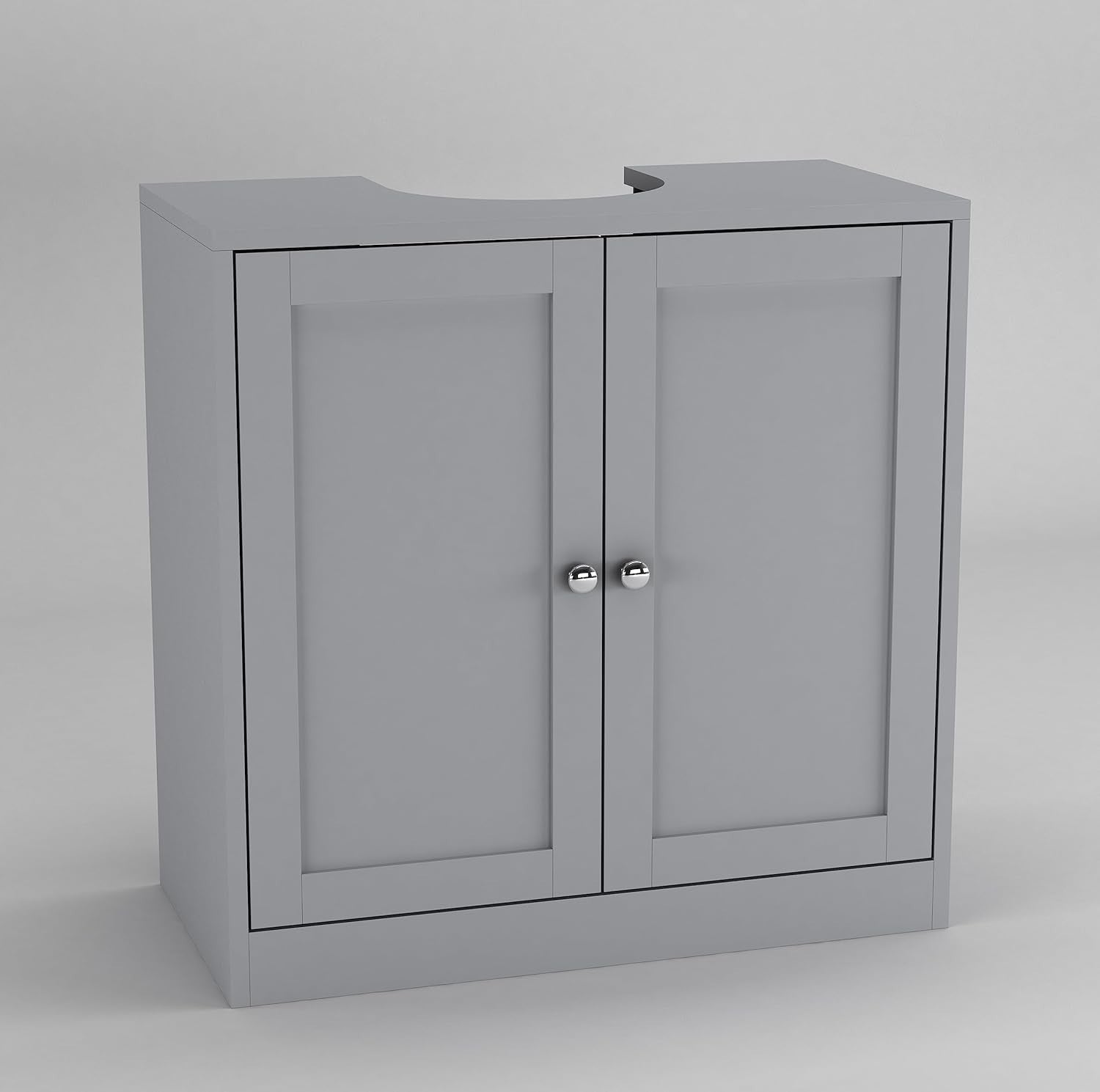 Under Sink Bathroom Cabinet Storage Unit 60cm Wide with Shelf – Slim Grey
