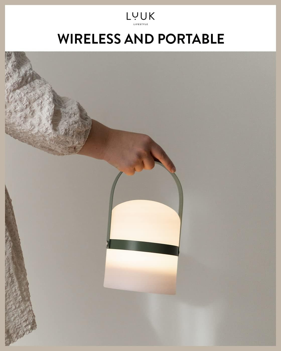 LED Lantern Grey 26.5cm Portable Rechargeable
