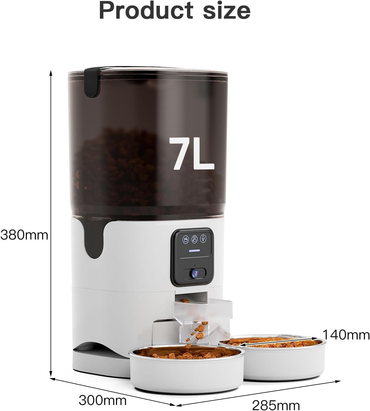 Automatic Cat Feeder Camera 7L Dual Bowl WiFi App Control 1080P HD