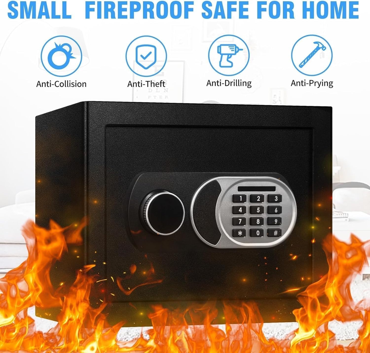 35L Fireproof Safe Box Digital Keypad Cash Document Security Safe