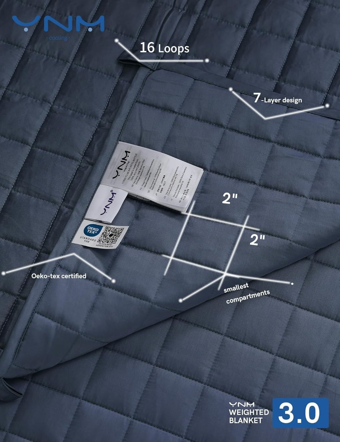 9kg Cooling Weighted Blanket, Blue Grey Bamboo 152x203cm for Sleep & Relaxation