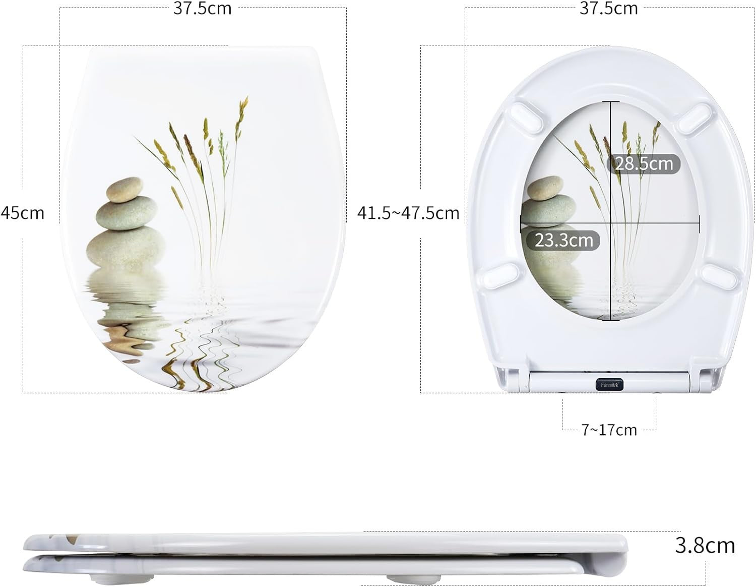 Colourful Pattern Soft Close Toilet Seat Quick Release Top-Fix 45x37cm