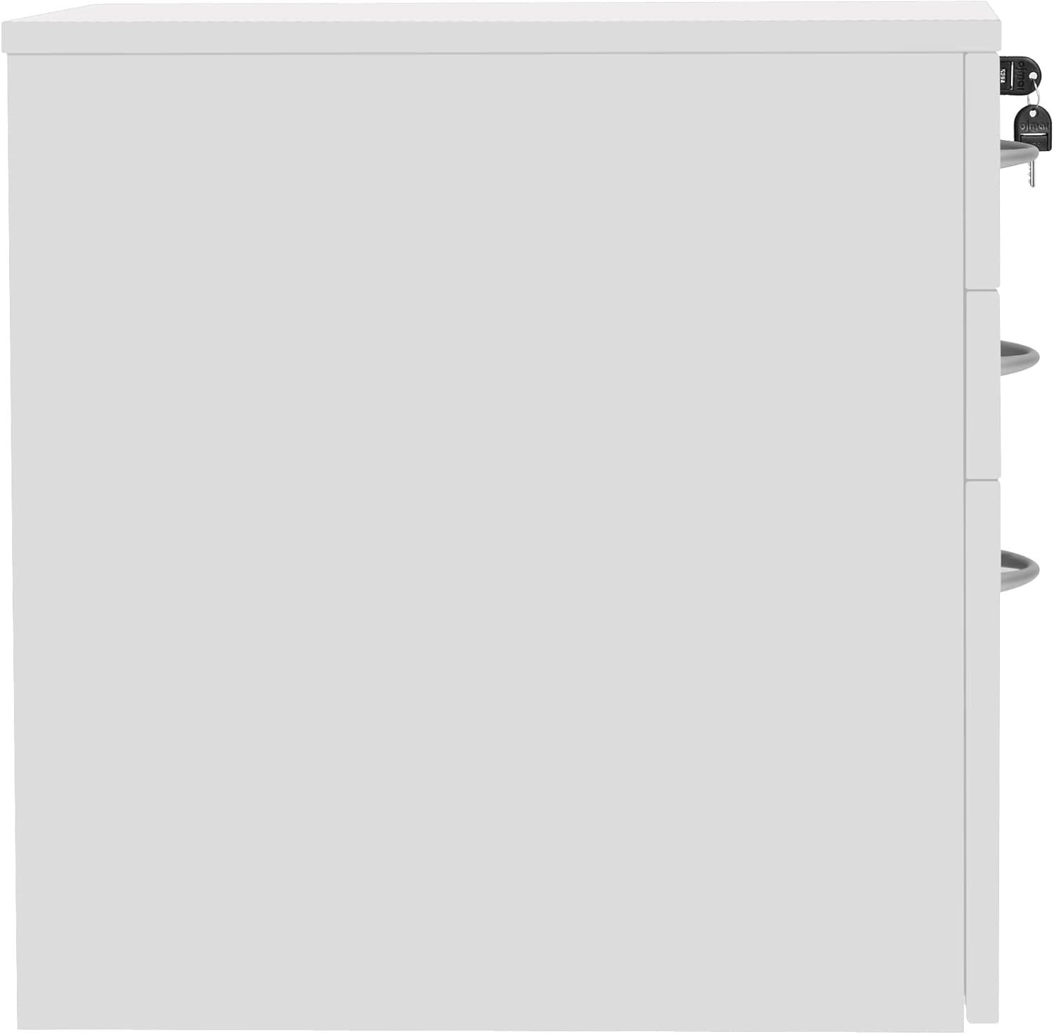 White Mobile Filing Cabinet 3 Drawer Lockable Under Desk A4