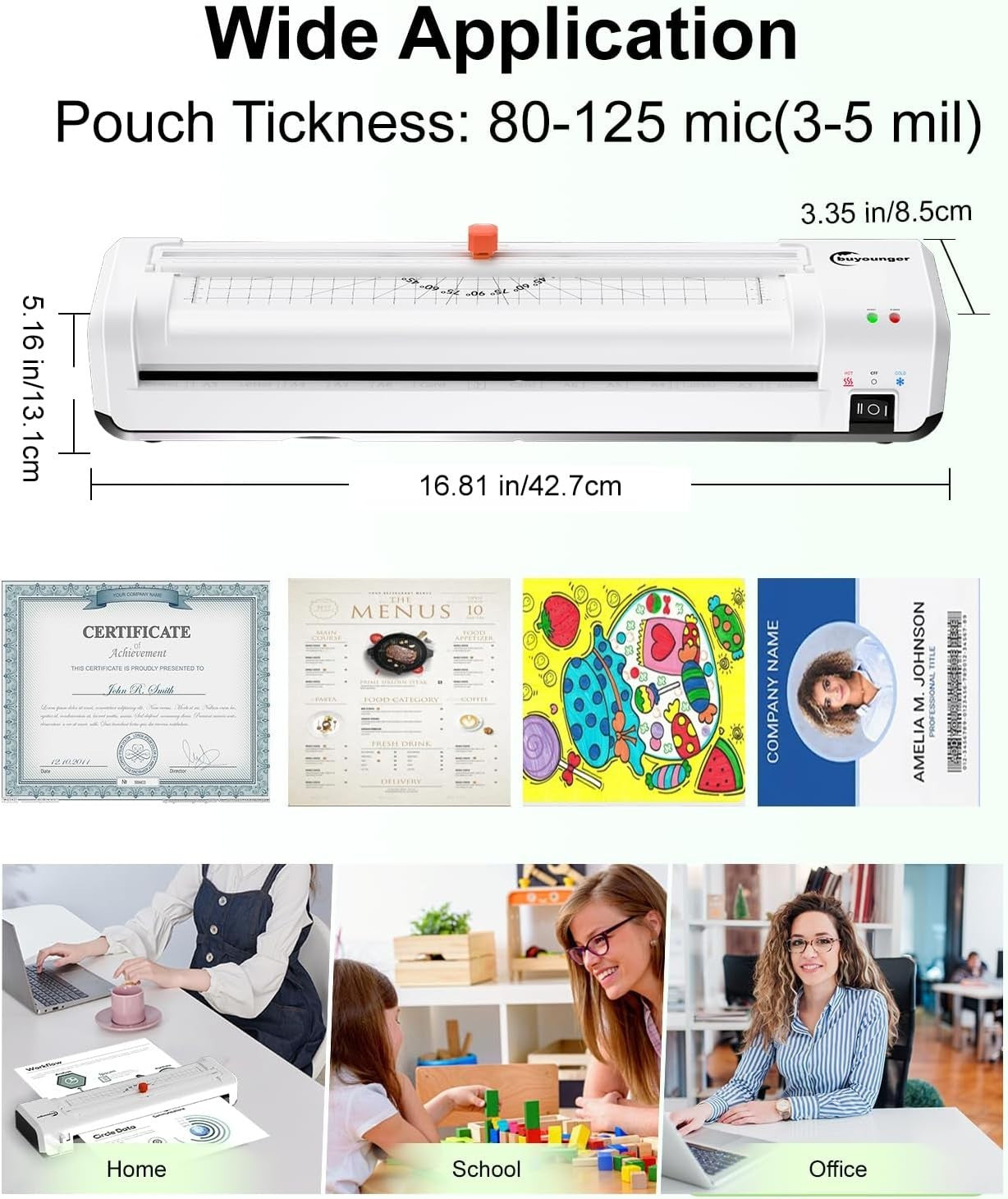 A3 Laminator Machine 90s Warm Up Hot Cold Anti Jam Cutter + 30 Pouches