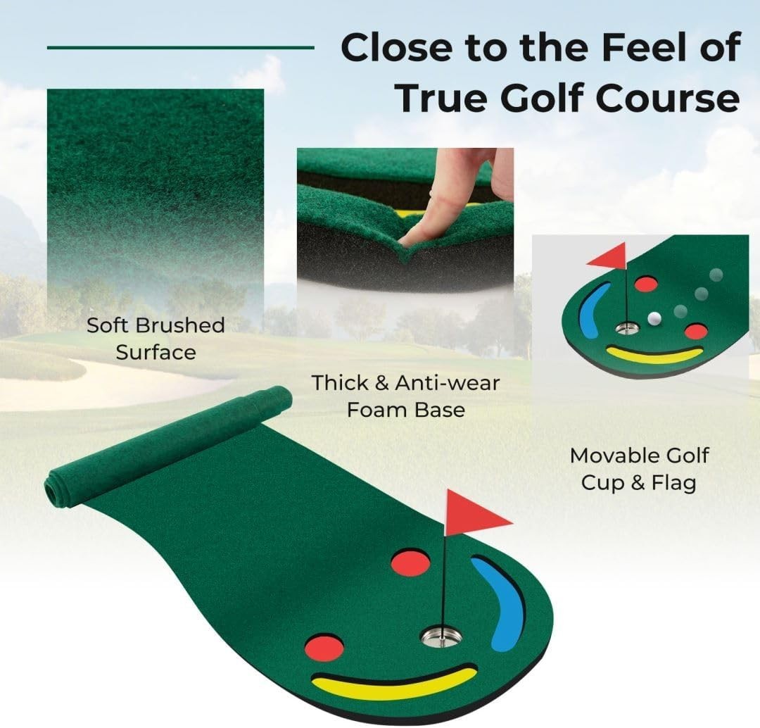 Golf Putting Mat 42" Practice Green Indoor Home Office Training Aid