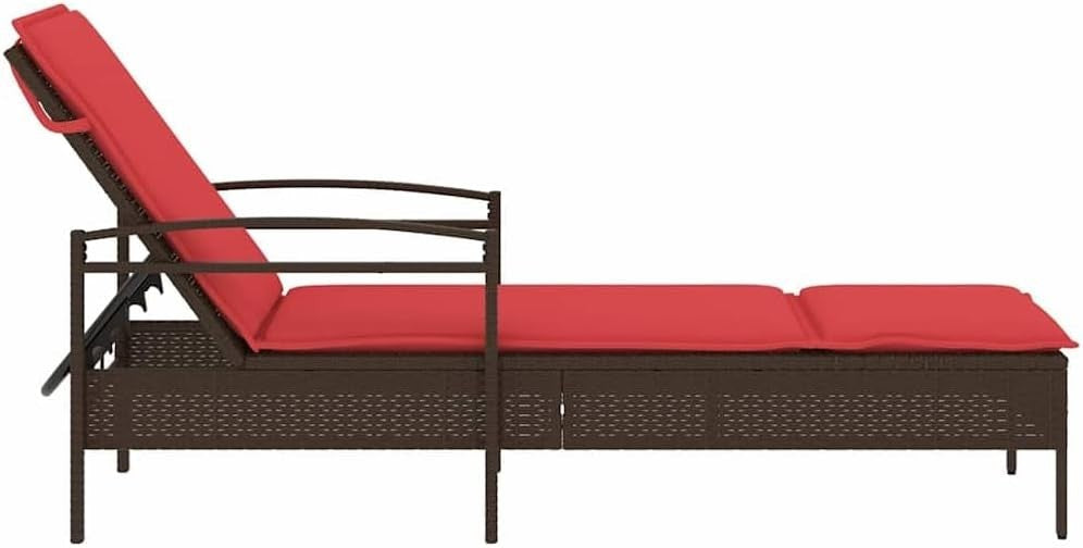 Adjustable Outdoor Sun Lounger with Cushion Weather-Resistant PE Rattan Patio
