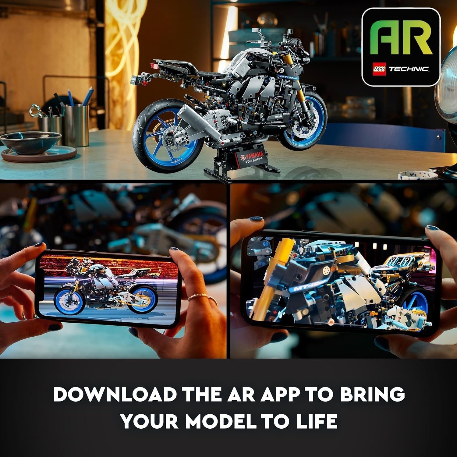 Motorbike Model Kit 1478pcs | 4-Cyl Engine | AR App | Display Gift Set