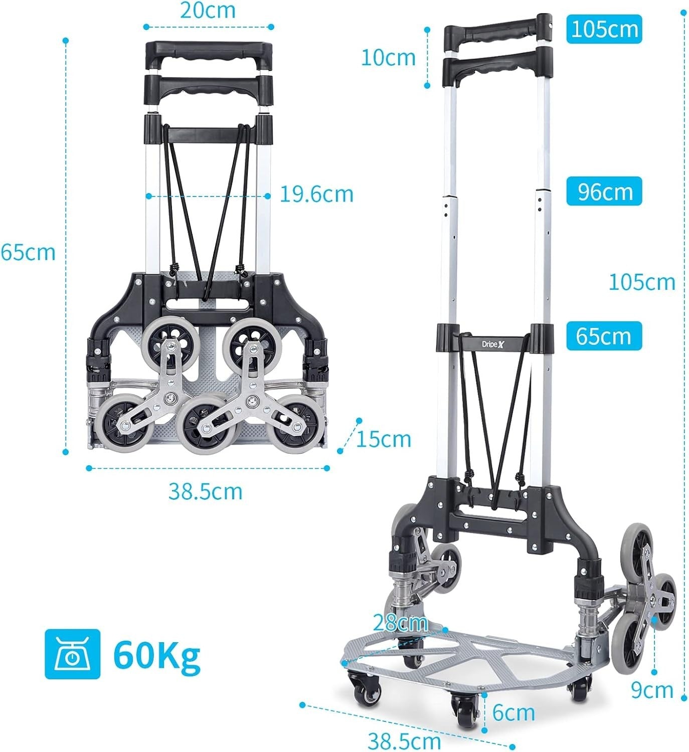 Aluminium Stair Climbing Hand Truck 10 Wheel Folding Dolly Cart