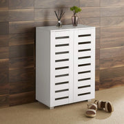 2-Door Wooden Shoe Cabinet with 5 Shelves, 60x33x87 cm White