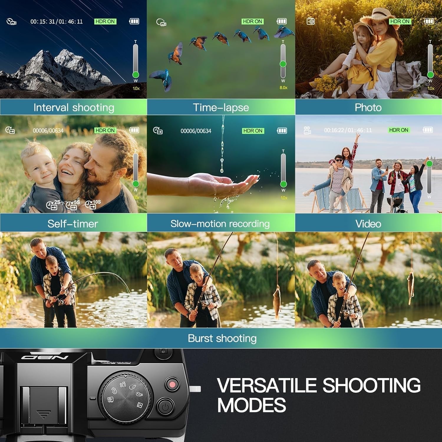 5K 64MP Digital Camera WiFi Flip Screen Vlogging Camera 64GB White