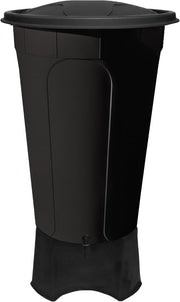 210L Black Garden Water Butt Kit with Stand, Tap & Lid for Outdoor Use