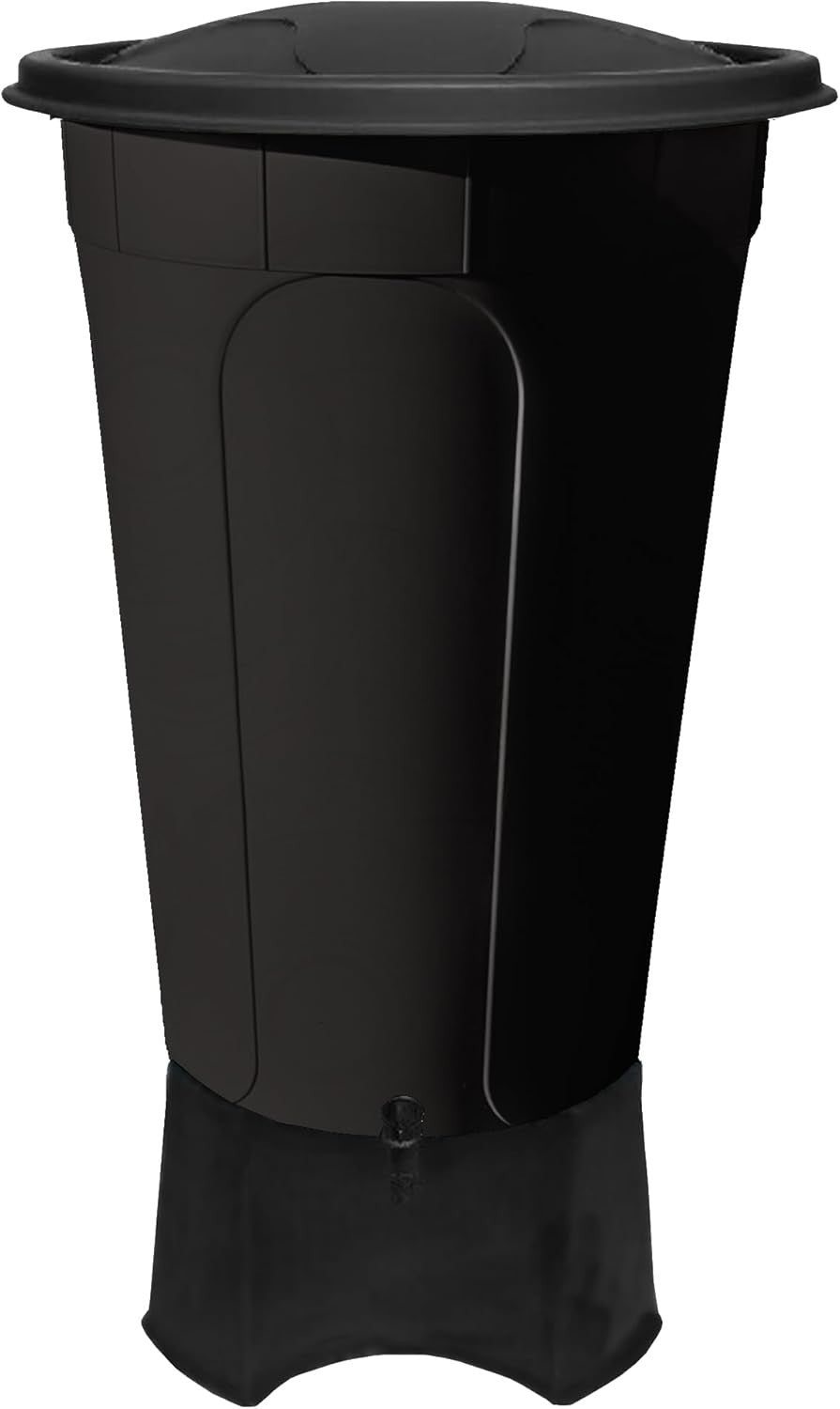 210L Black Garden Water Butt Kit with Stand, Tap & Lid for Outdoor Use