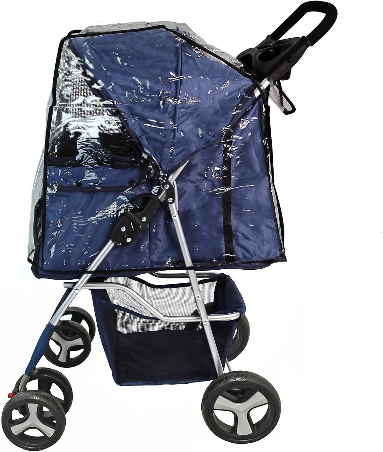 Pet Stroller Dog Cat Pushchair Foldable Swivel Wheels 15kg Rain