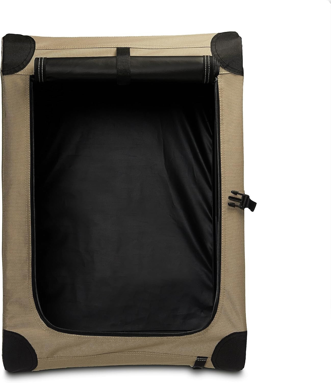 Small Portable Folding Soft Dog Crate Kennel Travel Cage 66x46x46cm Tan