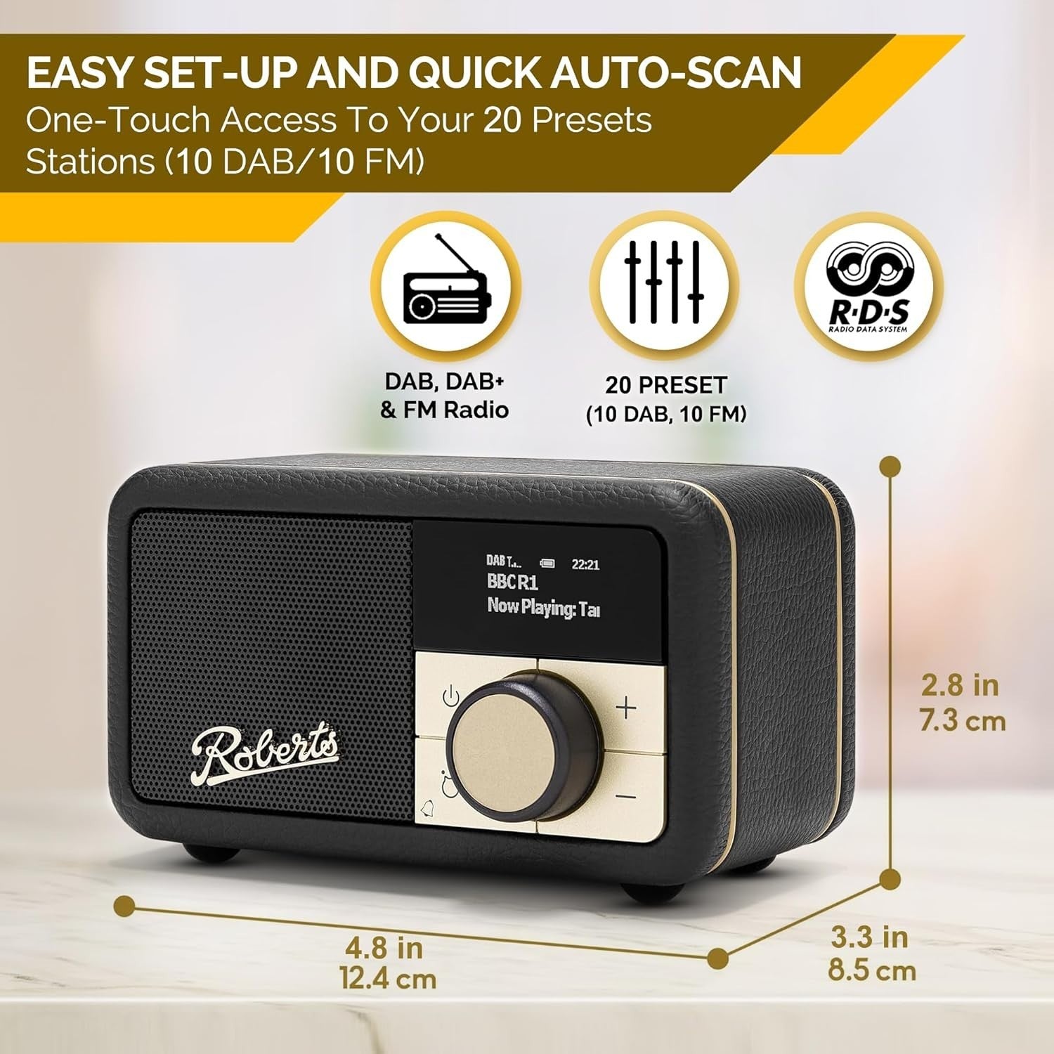 Portable FM DAB/DAB+ Digital Radio Bluetooth Speaker Black