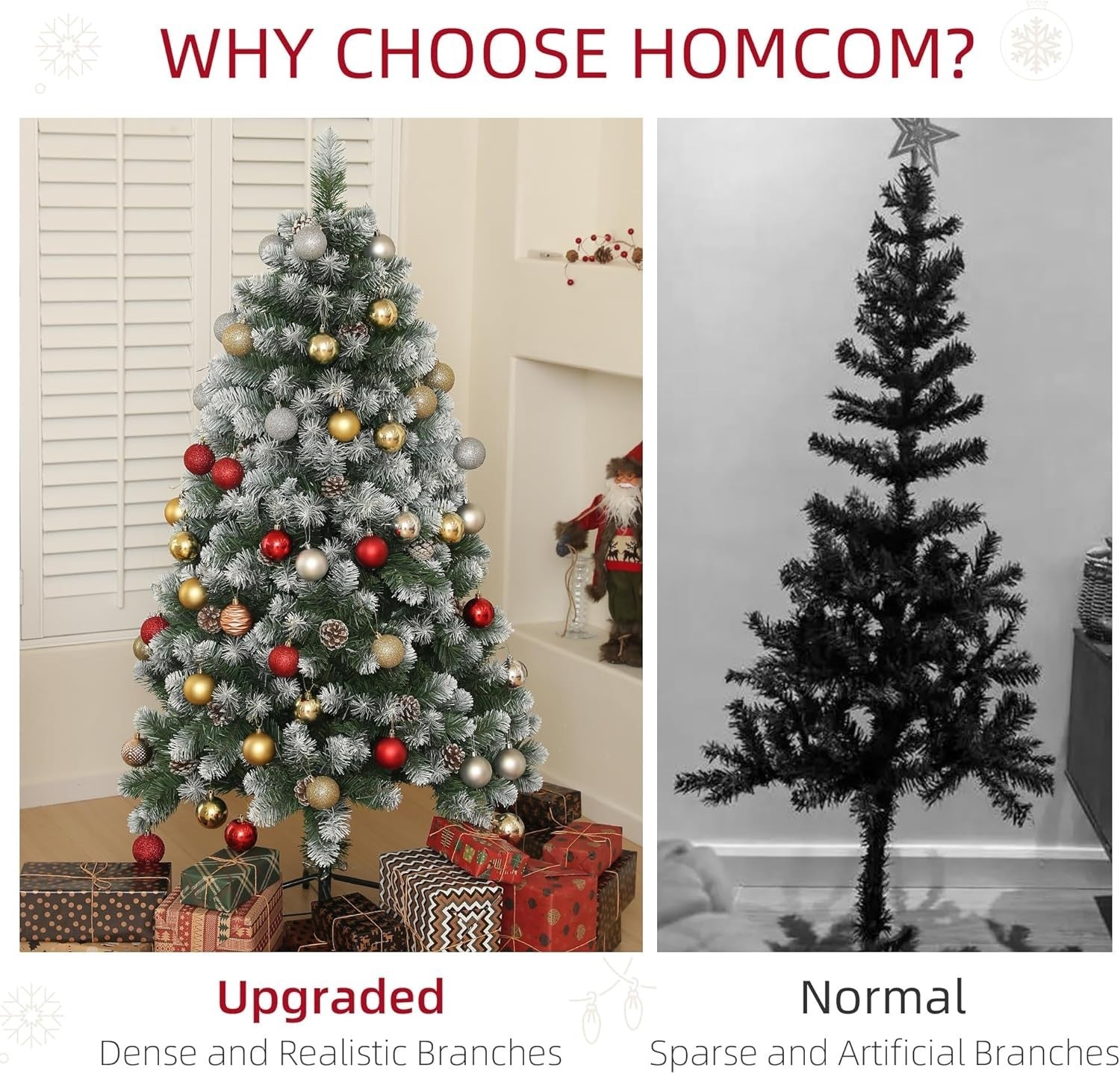 150cm Snow Dipped Pine Xmas Tree with Pinecones Hinged Branch Steel Base Decor