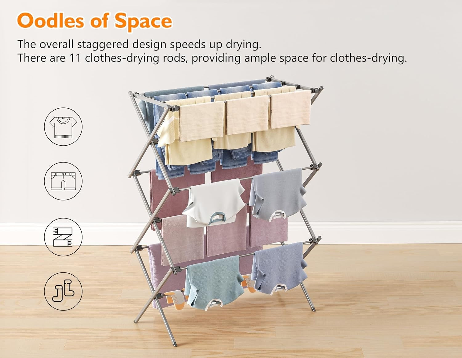 3 Tier Foldable Clothes Airer Heavy Duty Laundry Drying Rack Indoor Outdoor