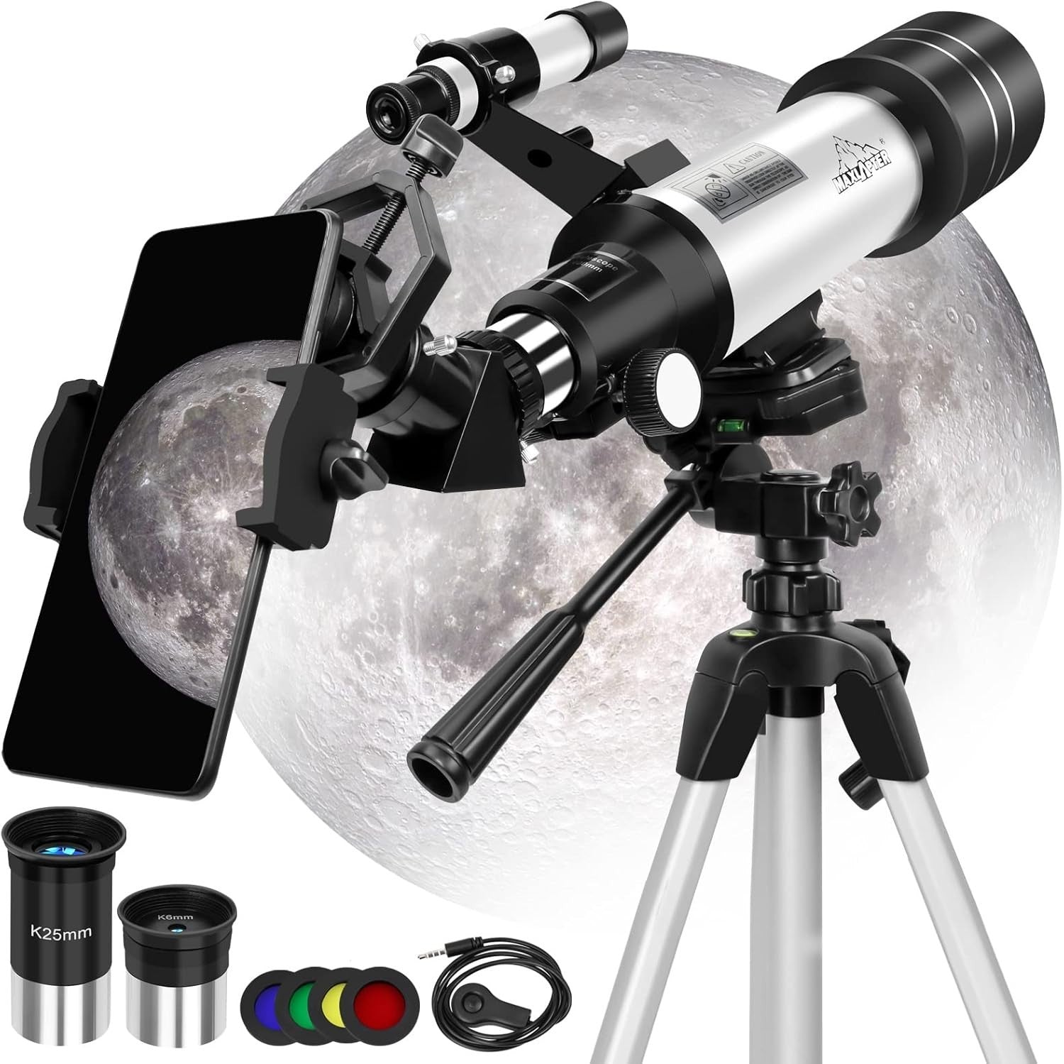 Kids Astronomy Telescope 70/400mm Beginner Scope with Tripod & Phone Adapter