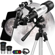 Kids Astronomy Telescope 70/400mm Beginner Scope with Tripod & Phone Adapter