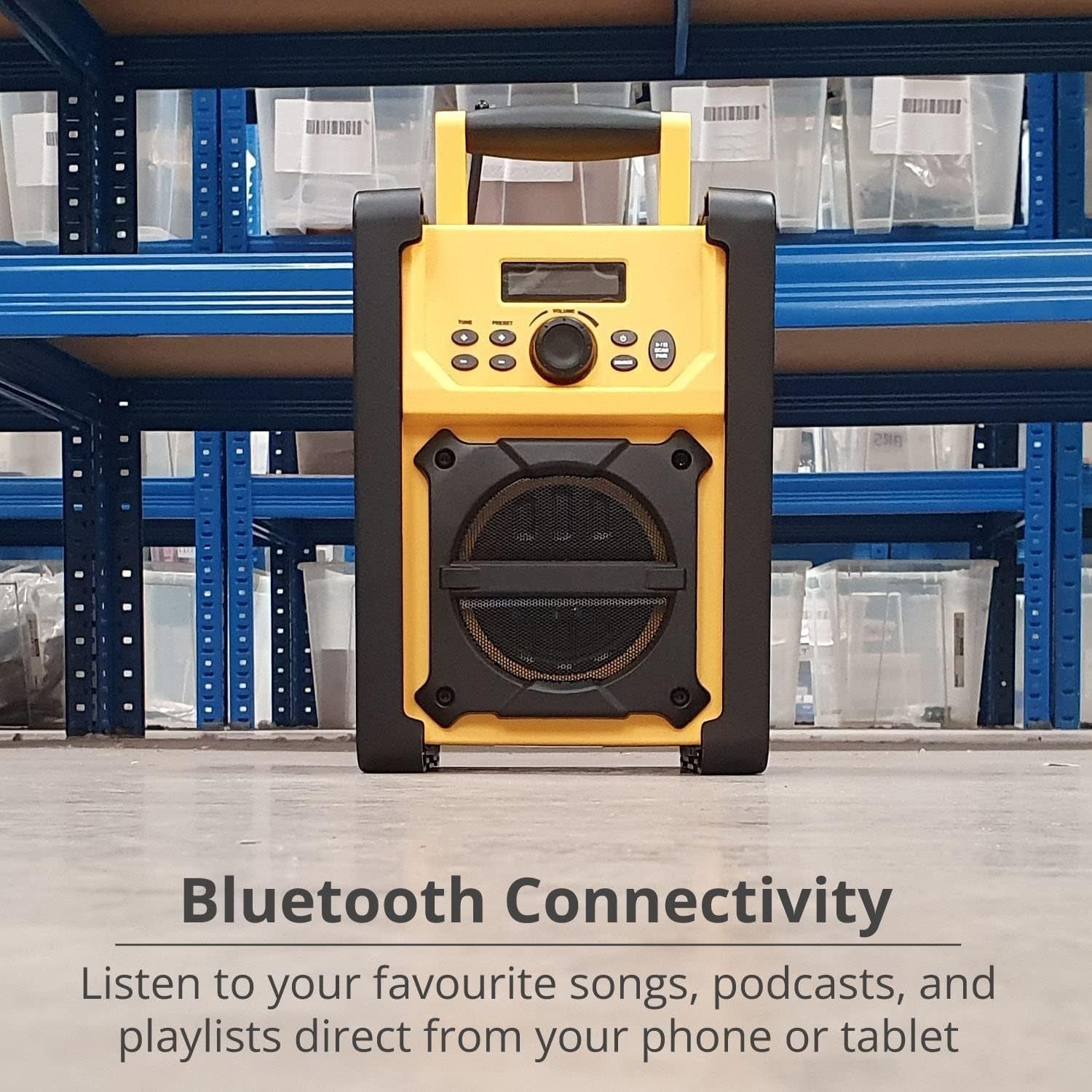 Heavy Duty Jobsite FM Radio Bluetooth AUX IPX5 Water Resistant