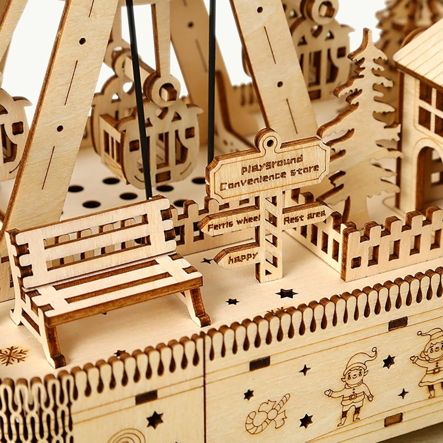 DIY Wooden Ferris Wheel Puzzle with Music Box – Mechanical Model Kit