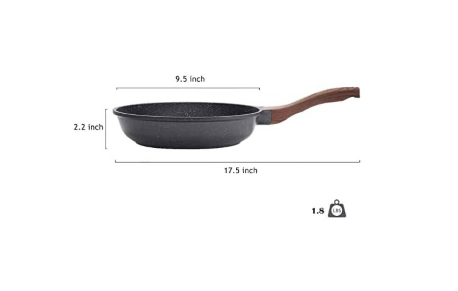 24cm Grey Non stick Frying Pan Granite Coating Skillet Cookware Induction Safe