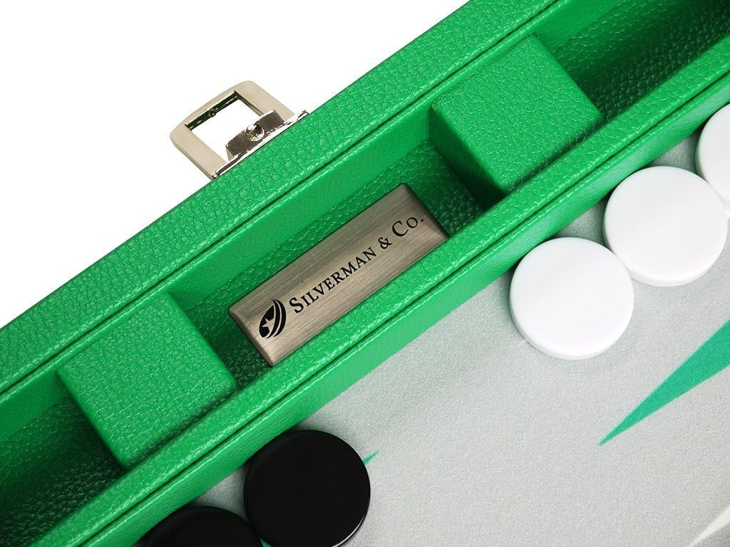 13” Travel Backgammon Set Premium Faux Leather Case Portable Board Game