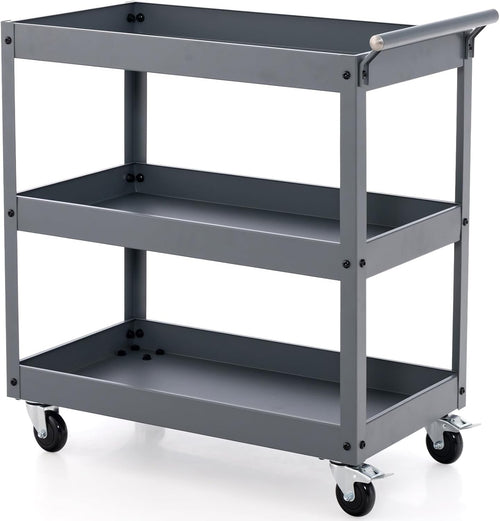 3 Tier Heavy Duty Tool Trolley Rolling Utility Cart with Lockable Wheels